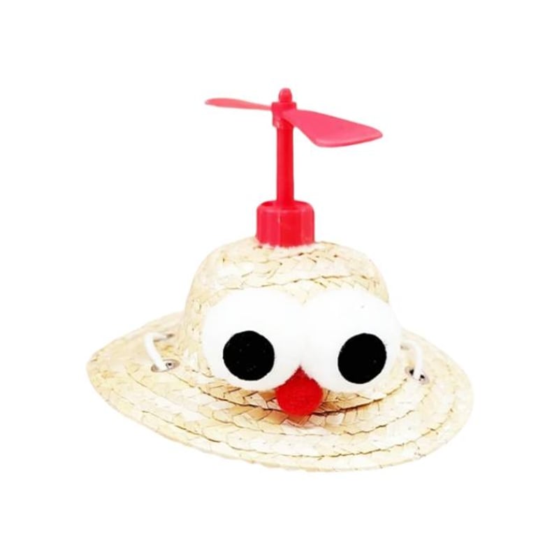 weekends 麦わら帽子を被った少年と愛犬テリアのブロチ 犬 帽子 夏 キャップ 小型犬 麦わら帽子 ハット お散歩グッズ