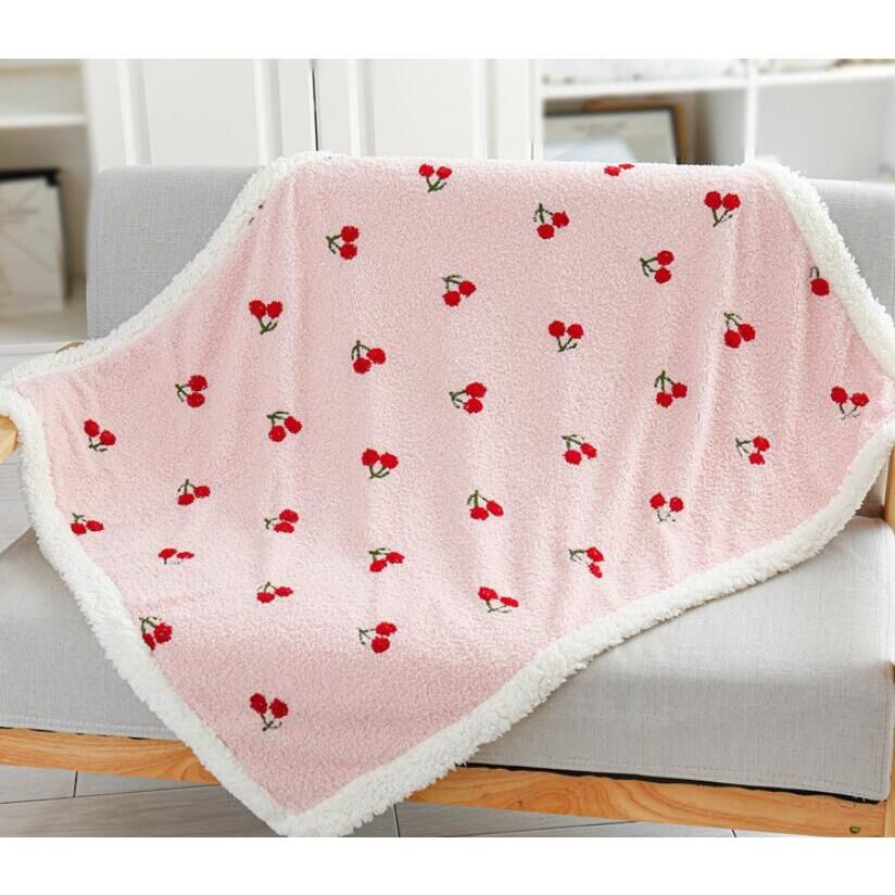 ペット毛布 犬用ベッド 洗える スクエア チェリーブランケット ピンク