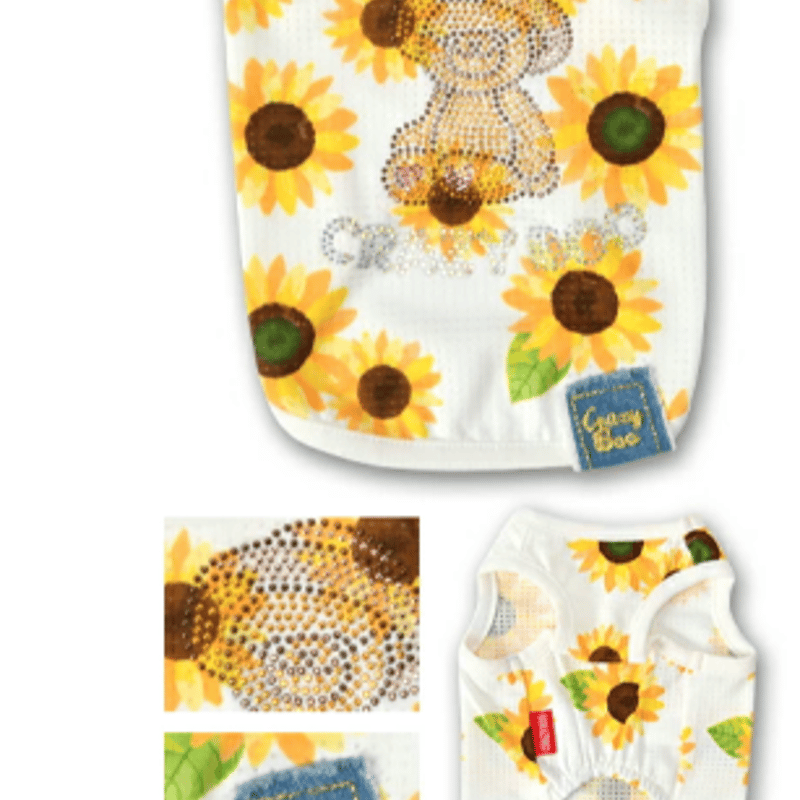 犬服ハンドメイド♡☆ひまわり☆ 犬の服 ひまわり柄メッシュタンク CRAZYBOO クレイジーブー 犬服