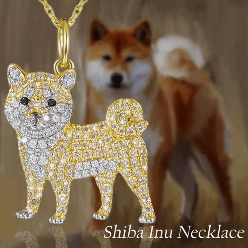 柴犬 ネックレス アクセサリー キラキラ ラインストーン ペンダント 犬