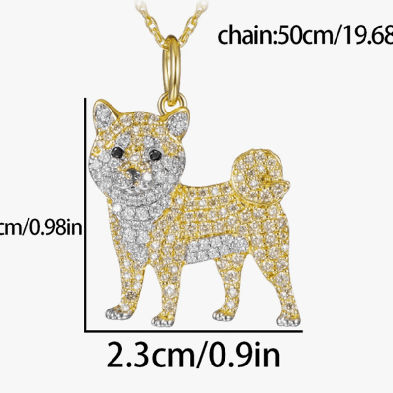 柴犬 ネックレス アクセサリー キラキラ ラインストーン ペンダント 犬
