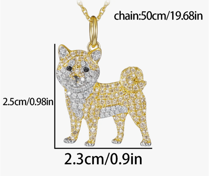 柴犬 ネックレス アクセサリー キラキラ ラインストーン ペンダント 犬