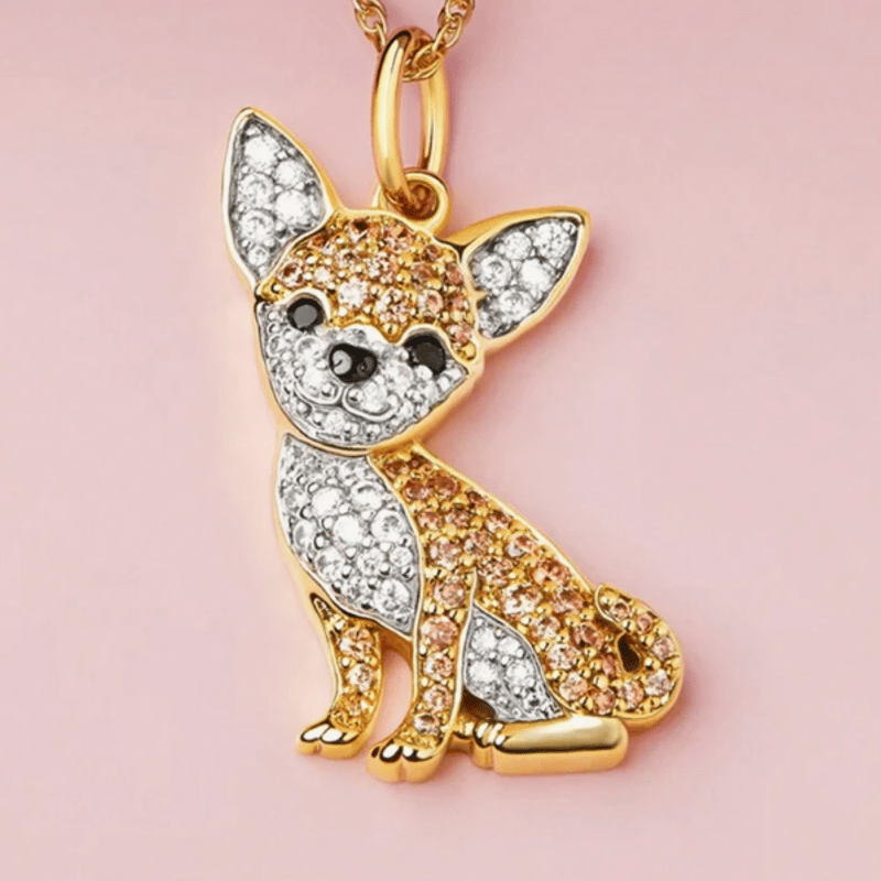 チワワ ネックレス アクセサリー キラキラ ラインストーン ペンダント