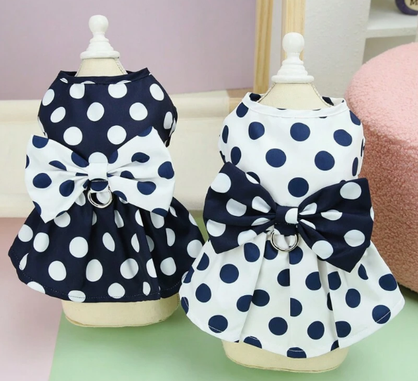 ハンドメイド犬服　★再販　水玉リップルのサマーワンピ ハンドメイド犬服 ☆再販 水玉リップルのサマーワンピ ハンドメイド犬