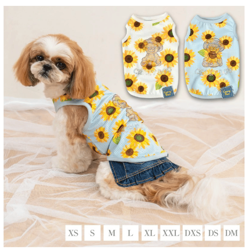 犬の服 ひまわり柄メッシュタンク CRAZYBOO クレイジーブー 犬服 犬の服 ひまわり柄メッシュタンク CRAZYBOO クレイジーブー 犬服