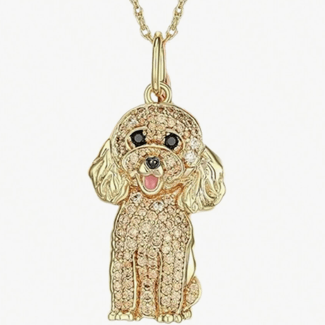 プードル ネックレス アクセサリー キラキラ ラインストーン ペンダント 犬  トイプードル