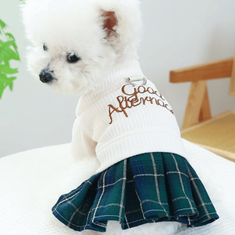 スカート付きワンピ 可愛い 服 犬服 お出かけ 小型犬 秋冬