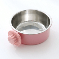 高さに調節できるお皿　2way　フック付き　ディッシュ　皿　犬　猫　ピンク　サークルに取り付け