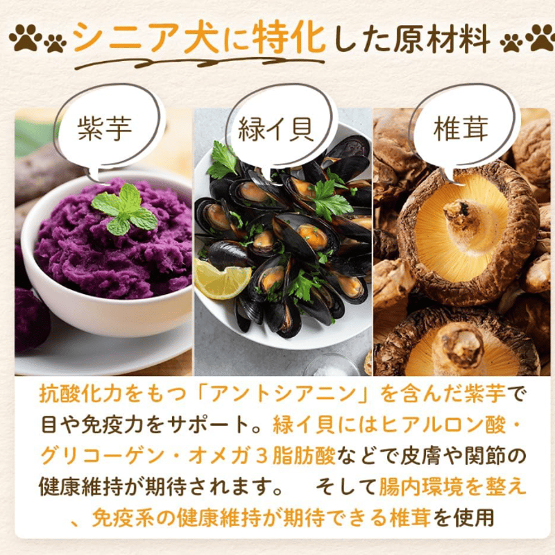 MISHONE シニア犬用（鶏肉＆馬肉入り) プレミアムドッグフード 馬肉