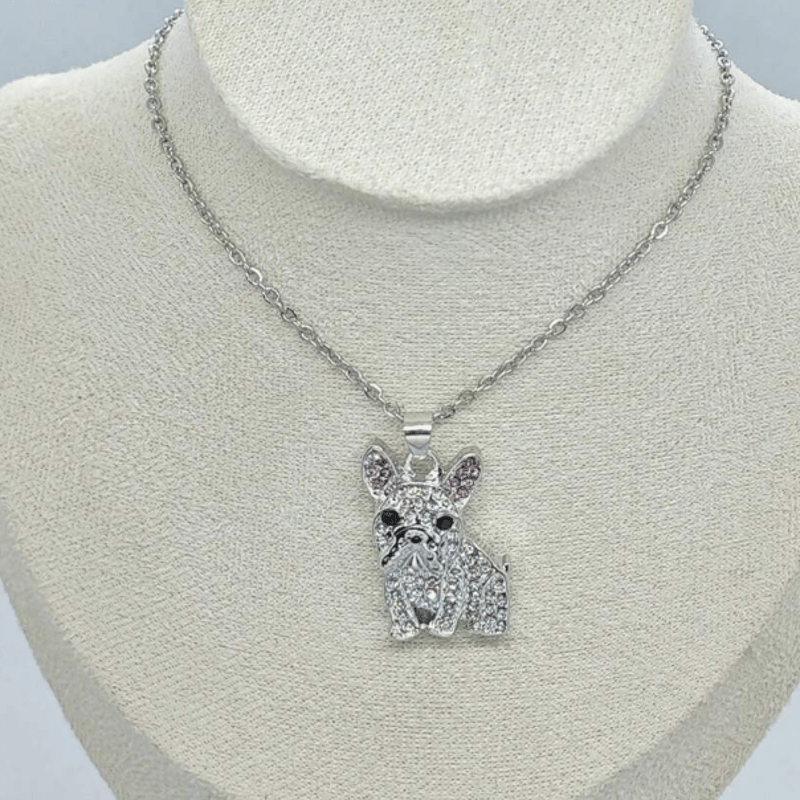 存在感抜群！高品質！ ブルドック DOG ブリンブリンネックレス パンク ロック フレンチブルドック ネックレス アクセサリー キラキラ ライン