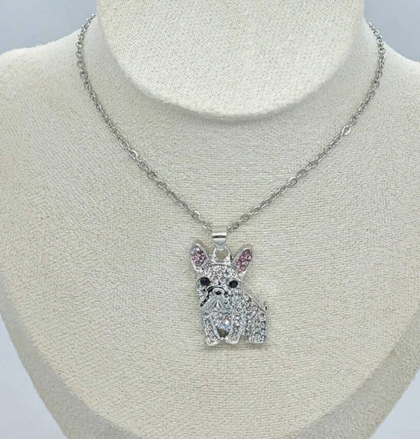 フレンチブルドック ネックレス アクセサリー キラキラ ラインストーン