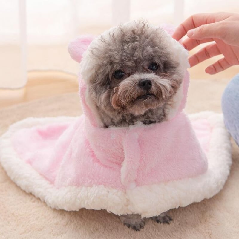 ふわふわマント ケープ コート ポンチョ ぶた くま 犬 猫 犬服 暖かい