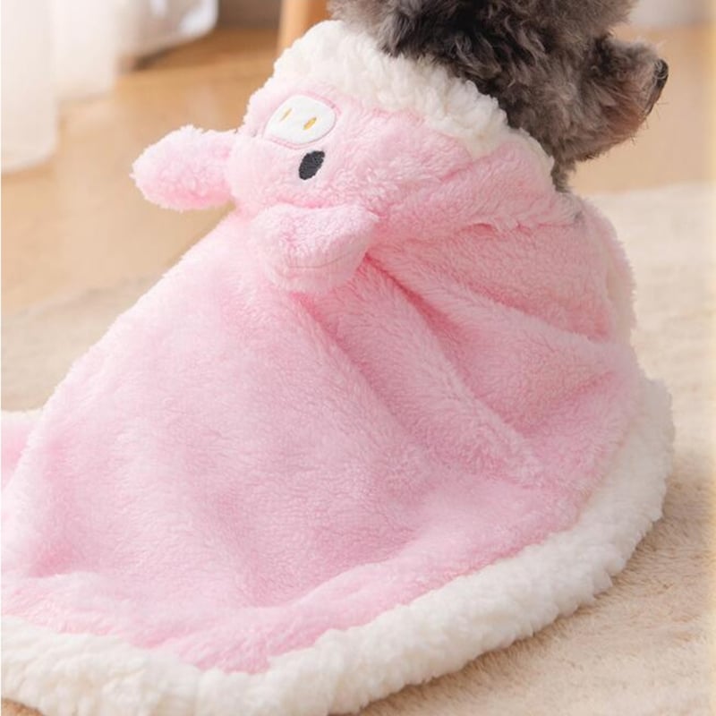 ふわふわマント ケープ コート ポンチョ ぶた くま 犬 猫 犬服 暖かい