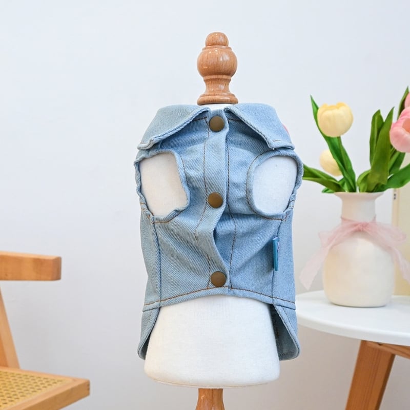 デニムジャンバー 犬の服 犬用お洋服 犬の洋服 リードフック付き