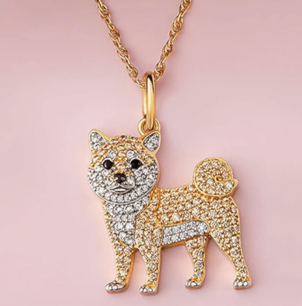 柴犬 ネックレス アクセサリー キラキラ ラインストーン ペンダント 犬
