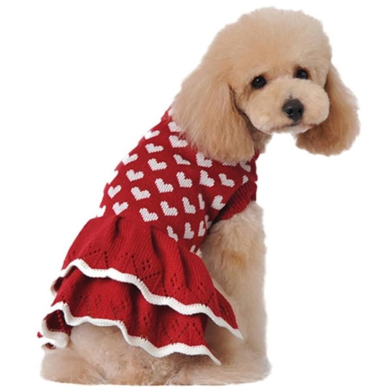 Fifi&Romeo  ハートニットワンピース　犬服 ハートのニットワンピース ワンピース 犬服 ドッグウェア トイ