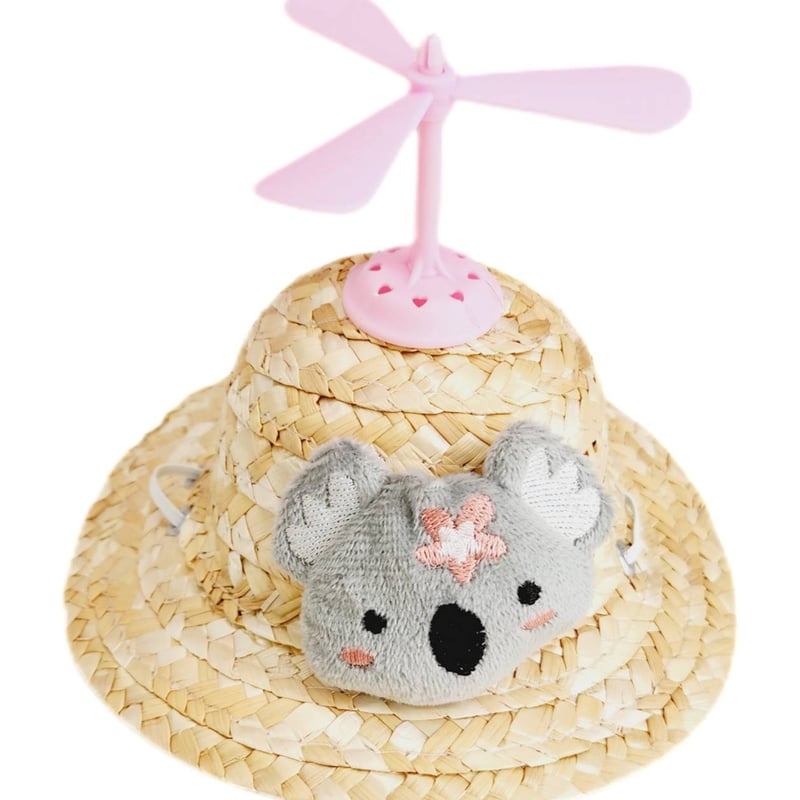 犬用帽子 可愛い麦わら帽子 ハット 犬 コアラ 動物 くま 羊 プロペラ