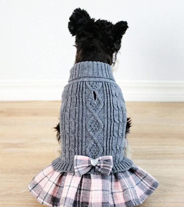 スカート付きワンピ 可愛い 服 犬服 お出かけ 小型犬 秋冬 スカート付きワンピ 可愛い 服 犬服 お出かけ 小型犬 秋冬
