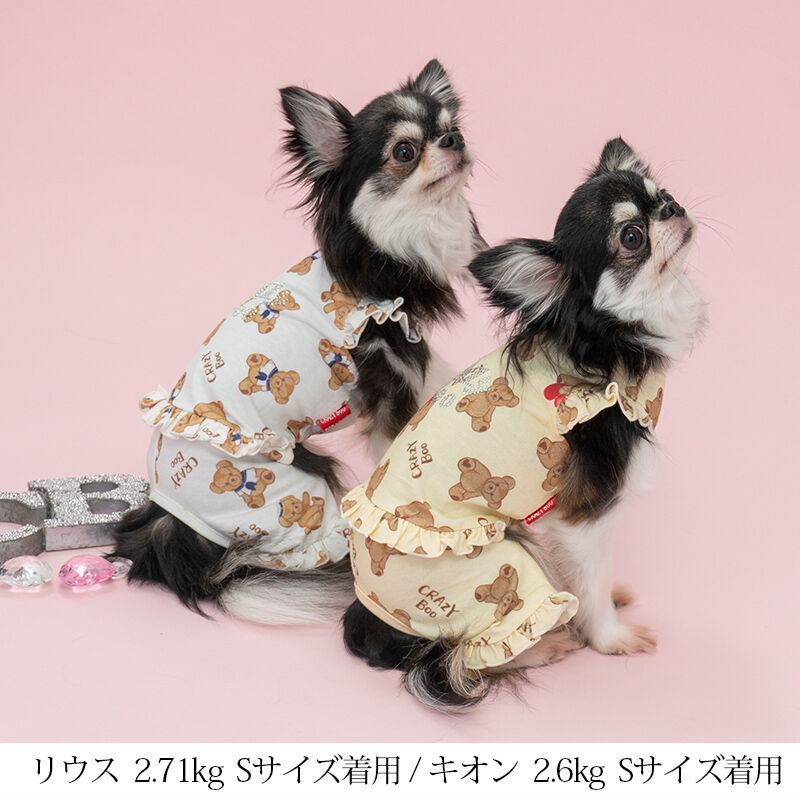 クマプリントフリルつなぎ CRAZYBOO クレイジーブー 犬服ドッグウェア
