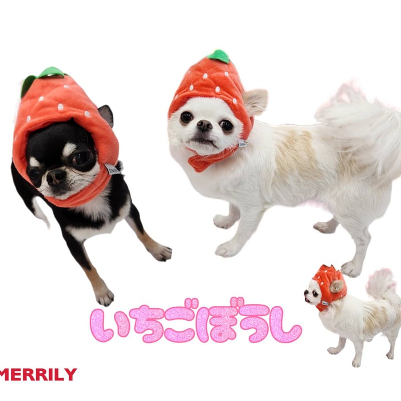 苺 帽子犬 ペット 小型犬 犬用 被り物 キャップ 犬帽子 犬の帽子 犬用