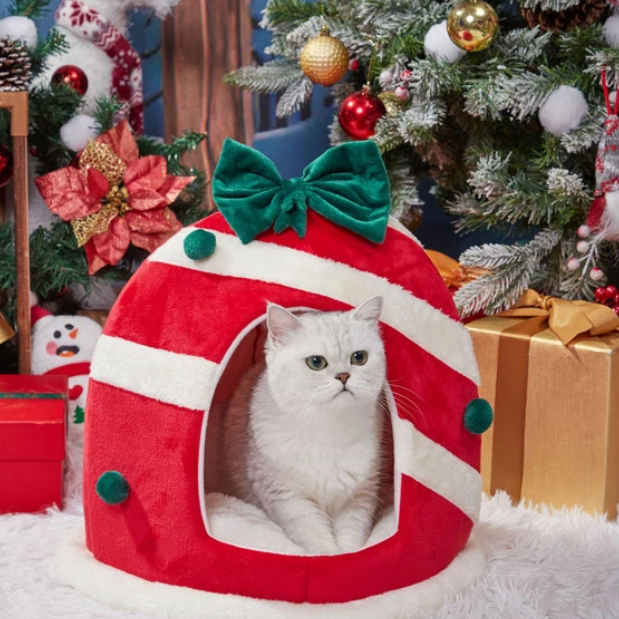 犬用クリスマスツリー型ベッド クリスマスベッド 巣穴 潜れる 犬のベッド 犬用 猫用 ペット