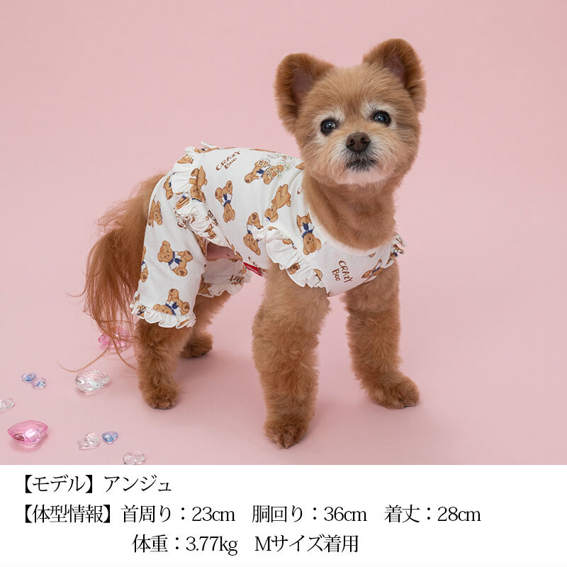 クマプリントフリルつなぎ CRAZYBOO クレイジーブー 犬服ドッグウェア