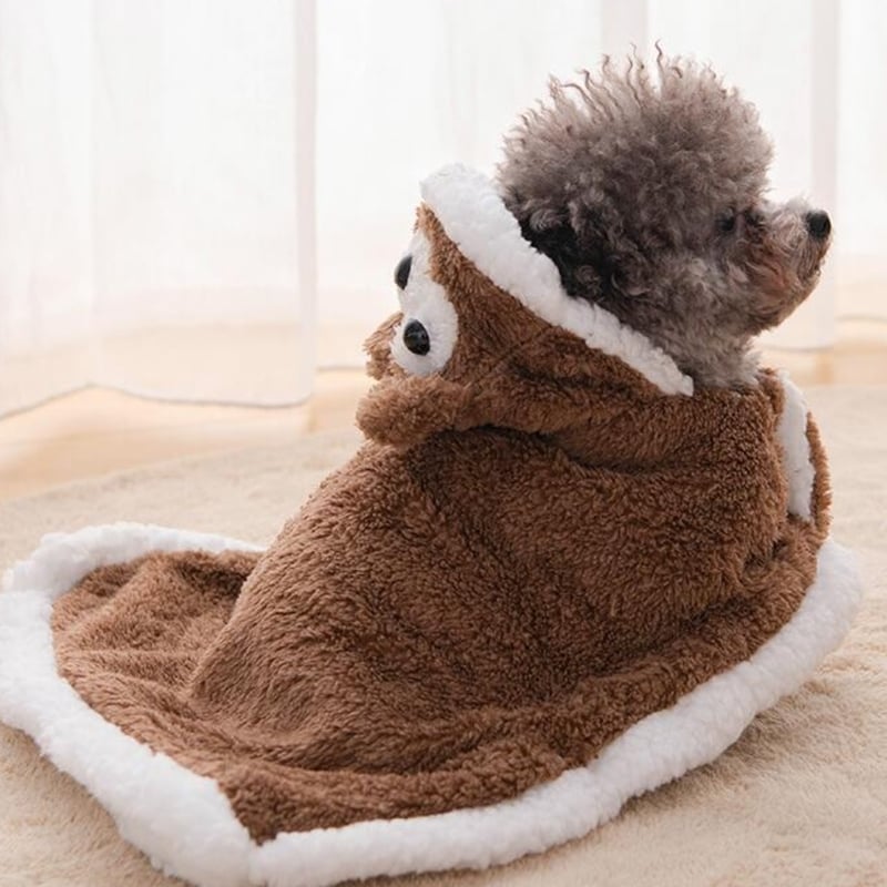 ふわふわマント ケープ コート ポンチョ ぶた くま 犬 猫 犬服 暖かい