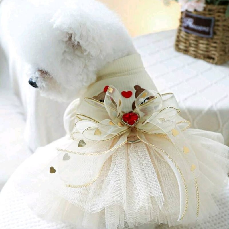 フリフリ ドレス くま リボン 犬 小型犬 中型犬 ワンピース チワワ