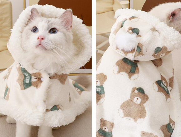 くまさんポンチョ ケープ マント 毛布 犬 ペット 洋服 わんこの服