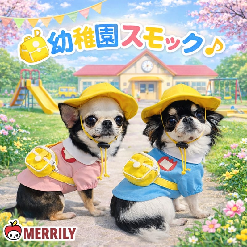 幼稚園スモック 犬服 可愛い コスプレ 園児服 コスチューム 小型犬