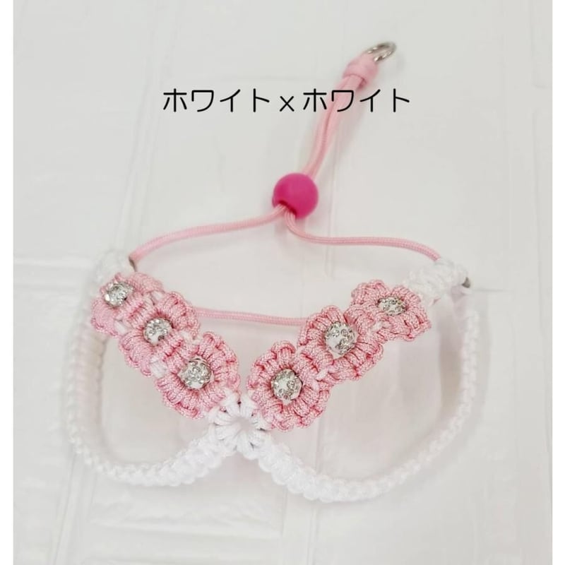 【完成品】パラコード　ハーネス　ピンクフラワー３個　№075 お花3つハーネス 各種 Kaiware かいわれ パラコード | MERRILY
