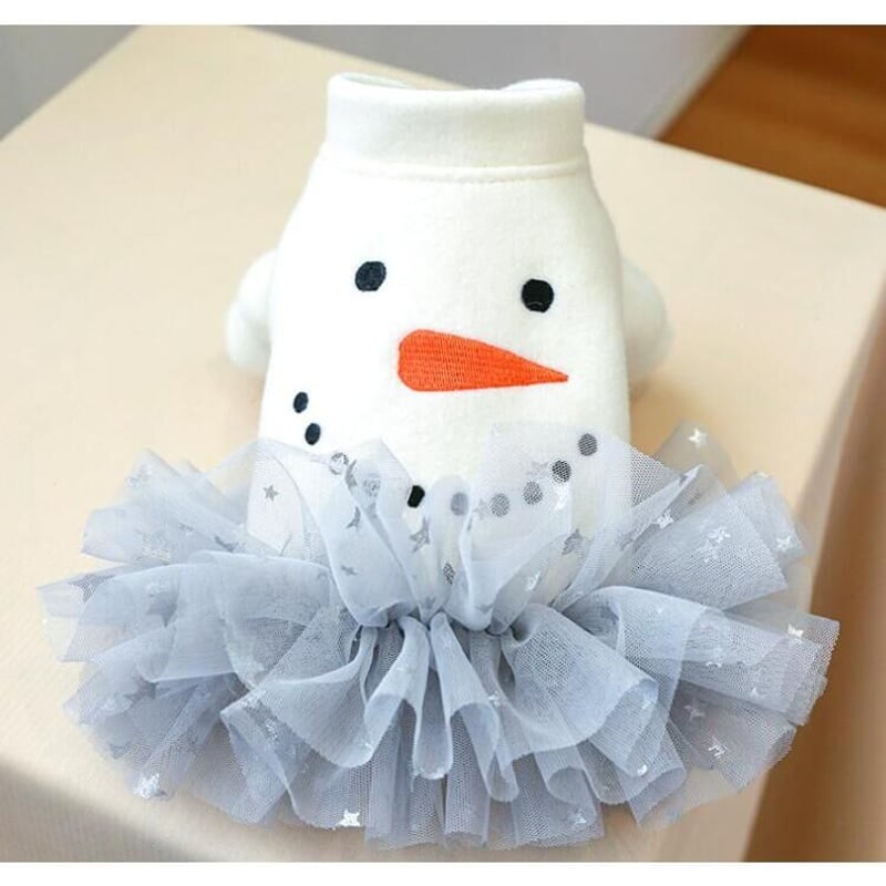 よそゆきワンピース 犬服ハンドメイド クリスマス 犬服ワンピース ∞TuTu∞ スノーマンドレス クリスマス Xmas Cristmas 可愛い 犬服 犬の服