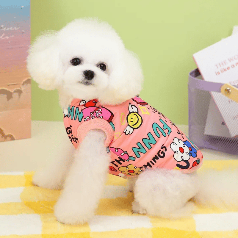 Aloha ペット用品 ハンドメイド犬服 小型犬 フードつきワンピ前開き