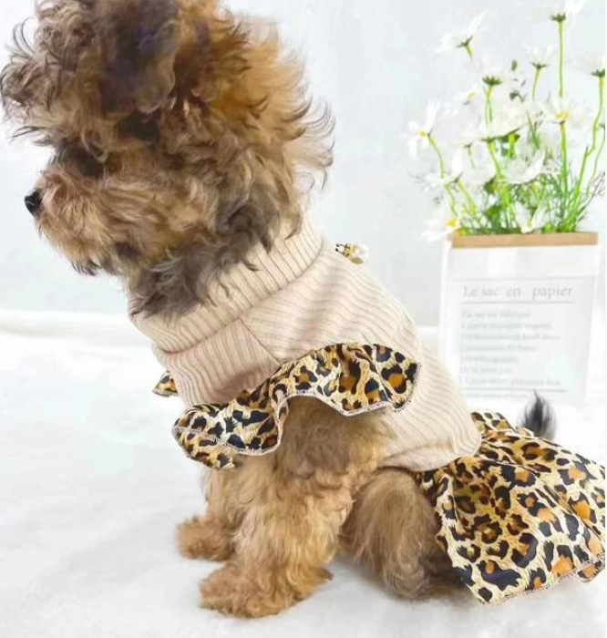 最終値下げ！マルベル marvel ヒョウ柄ワンピ 犬服 ワンピース Sサイズ ワンピース ヒョウ柄 スカート コスプレ 可愛い 服 犬服 お出かけ 小型