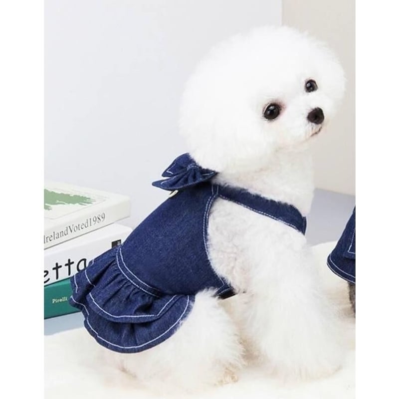 デニムリメイク犬用ワンピース ドッグウェア デニムリメイク犬服 防寒ドッグウェア ペット服・アクセサリー