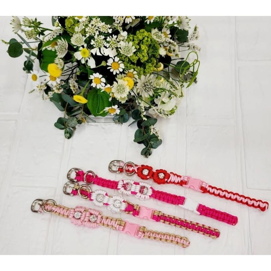 オプションのお花 Kaiware パラコード首輪お花 カラー ひまわり 花