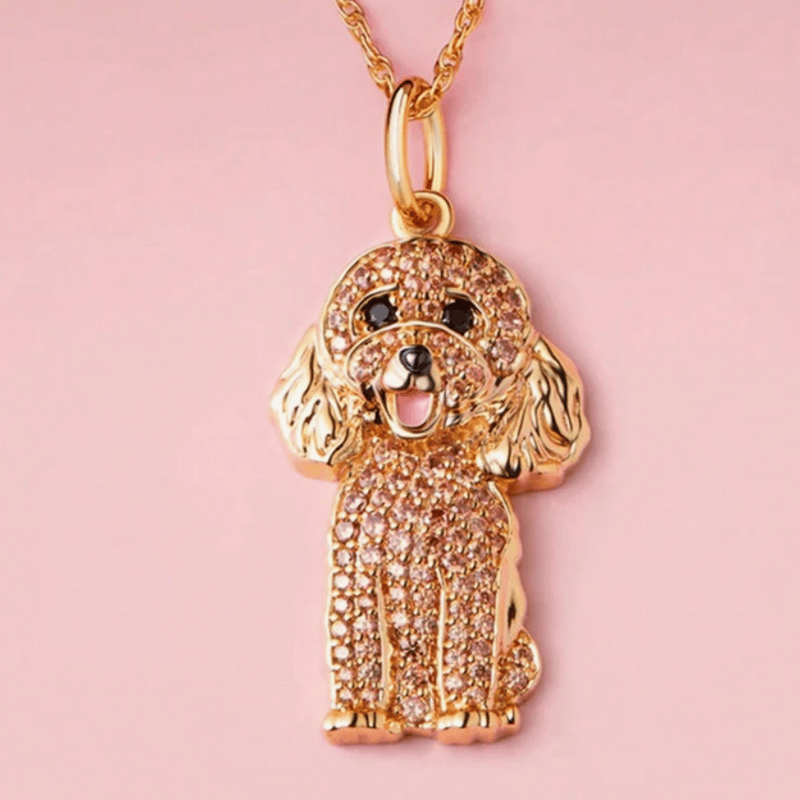 トイプードルネックレス✨　かわいいトイプードルレジンアクセサリー　プードル プードル ネックレス アクセサリー キラキラ ラインストーン