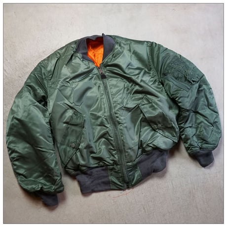 【 DEAD STOCK 90’s GREENBRIER INDUSTRIES MA-1 FLIGHT JACKET MADE IN USA / OLIVE  / Lサイズ】