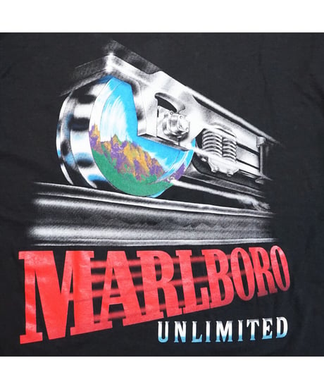 【 VINTAGE MARLBORO “RAILROAD TEE” / BLACK 】  ヴィンテージ マルボロ "レイルロード" TEE / XL