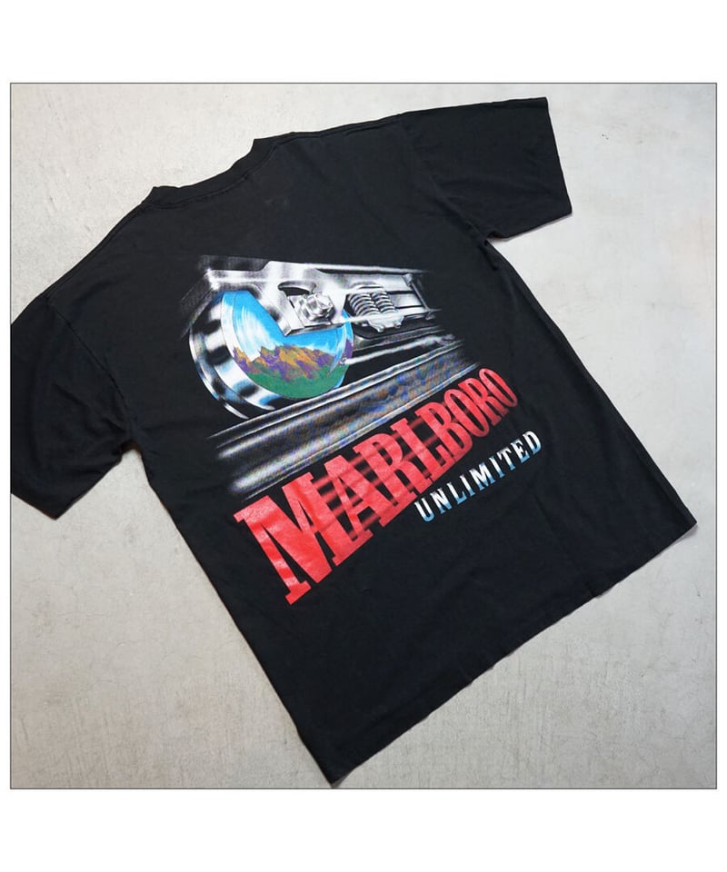 VINTAGE MARLBORO “RAILROAD TEE” / BLACK 】 ヴィ