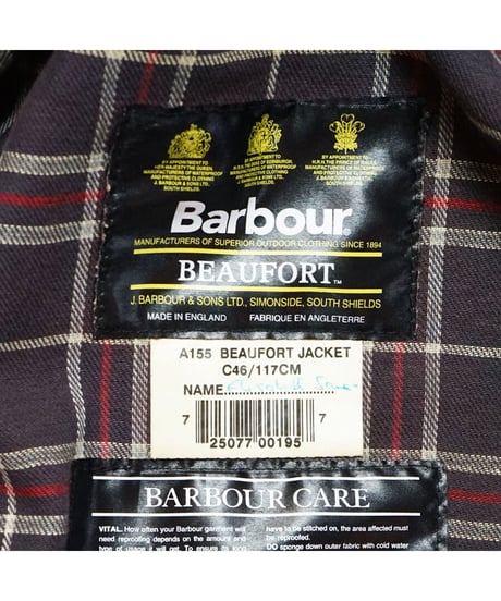 【 '96 BARBOUR BEAUFORT / NAVY 】 96年製  バブアー 3ワラント  ビューフォート  / ネイビー 46