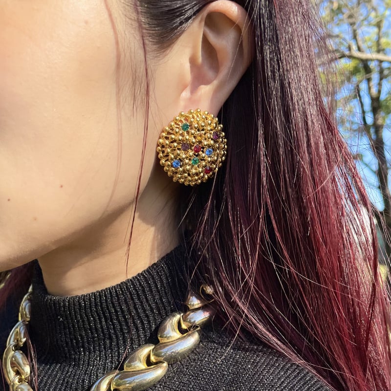 bijou gold earring/ビジューゴールドイヤリング | mottovintage...