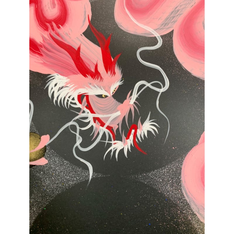桜龍】縦長中（サイズ300㎜x600㎜）※額縁付き | 一筆龍∞司龍