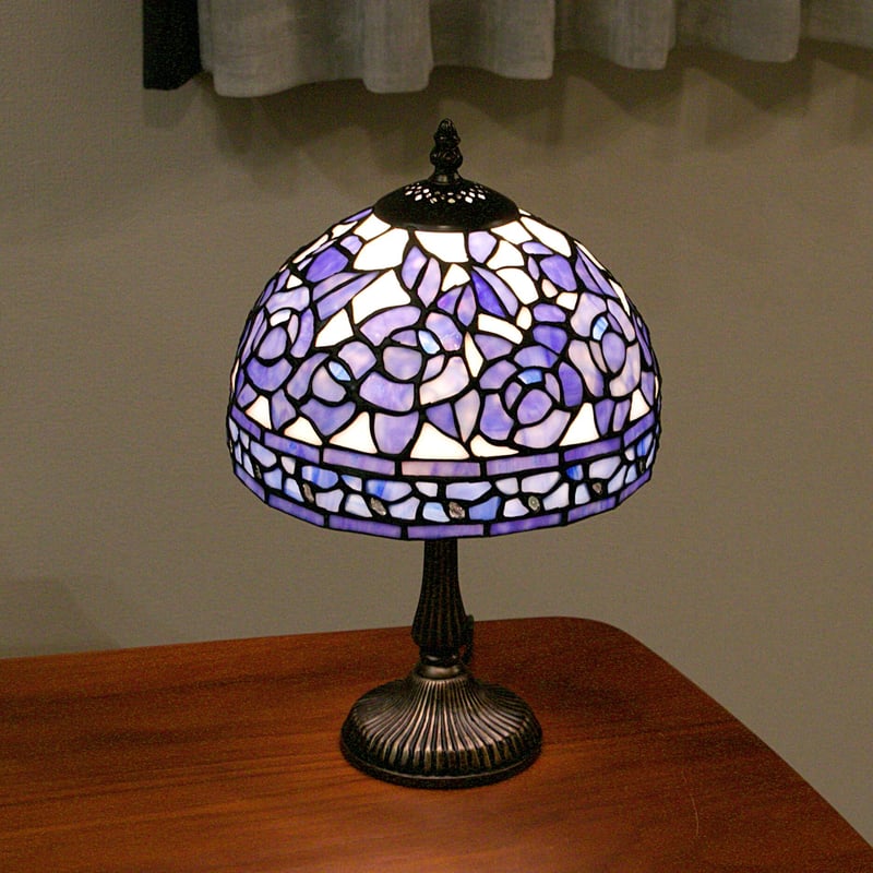 輸入雑貨 高級 『薔薇のステンドグラスランプ』 高品質 卓上ランプ LED