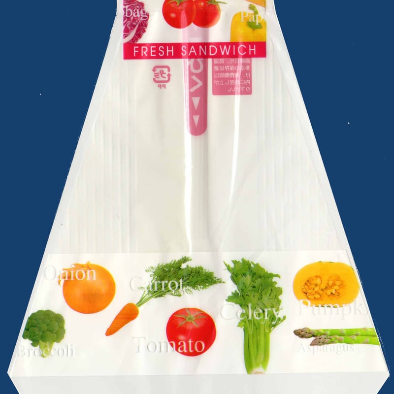 三角 サンドイッチ袋野菜柄 75mm 1枚あたり7.70円1束(200枚フィルム