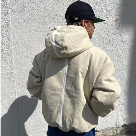 POP TRADING COMPANY HOODED FLIGHT JACKET WHITE PEPPER