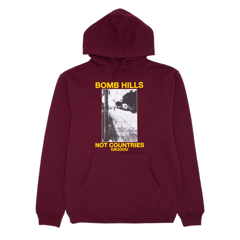 送料込☆GX1000 BOMB HILL パーカー GX1000 BOMB HILLS NOT COUNTRIES HOODIE BURGUNDY