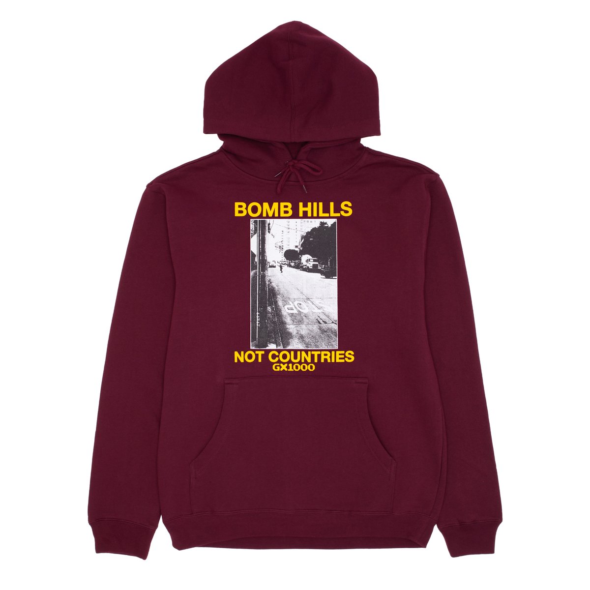 GX1000 BOMB HILLS NOT COUNTRIES HOODIE BURGUNDY