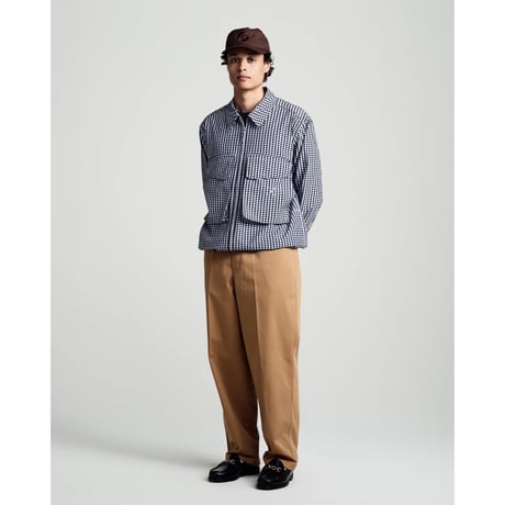 POP TRADING COMPANY GINGHAM BOXER OVERSHIRT BLACK/OFF WHITE