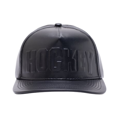 HOCKEY EMBOSSED LEATHER HAT BLACK